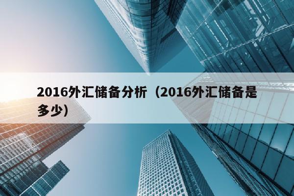 2016外汇储备分析（2016外汇储备是多少）